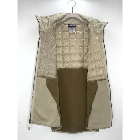 PATAGONIA Hybrid Down Vest Men Small Ash Tan Duck Puffer Pockets 31310 EUC - Picture 3 of 5